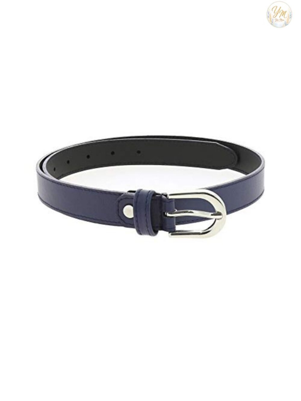 Women's Full-Grain Leather Belt Classic Brass Buckle 1 Inch